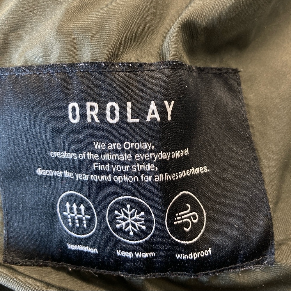 Orolay Down Puffer Jacket Womens Small Green Hooded Long Full Zip Snap Pockets - Picture 15 of 16